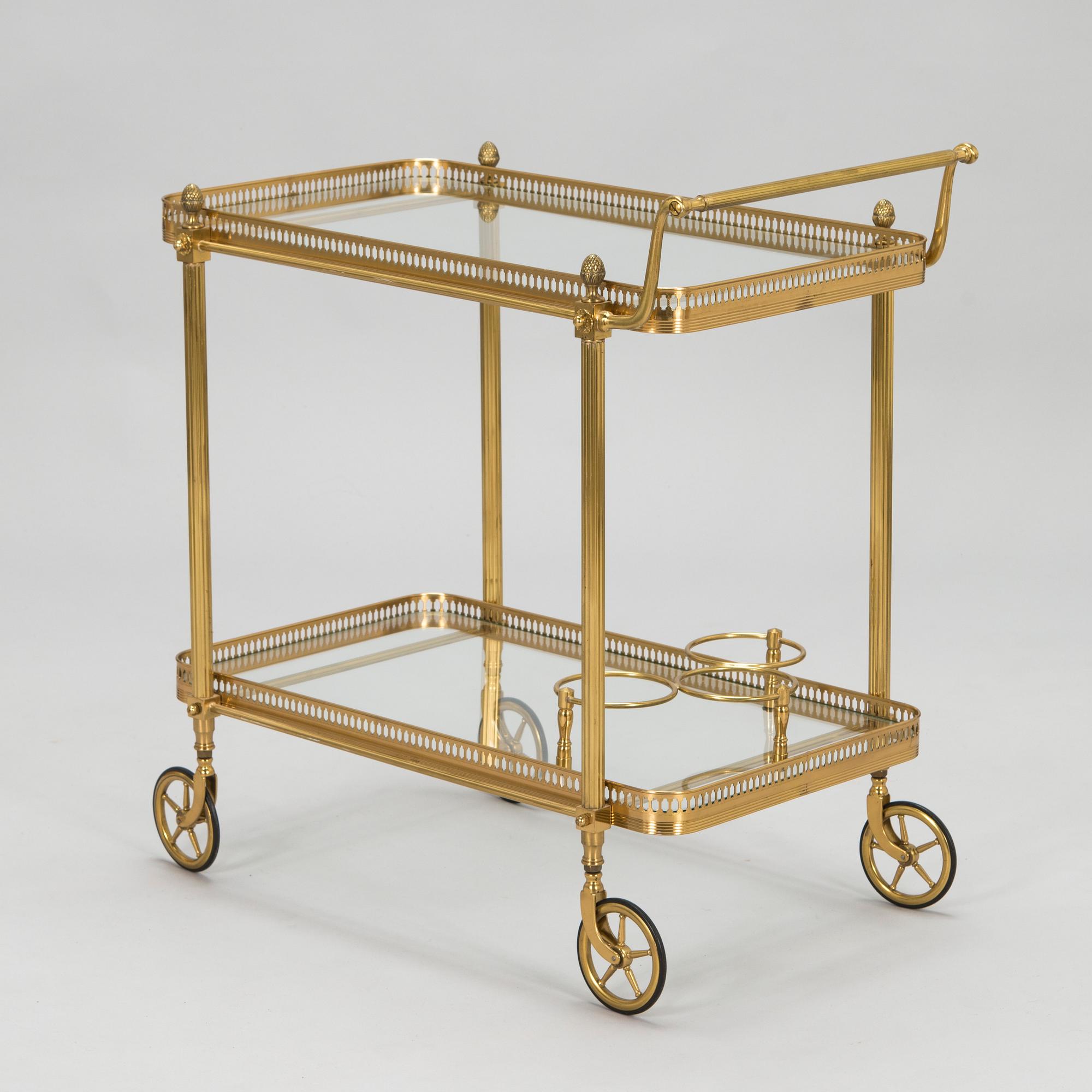 A brass bar trolley from the last quarter of the 20th century.