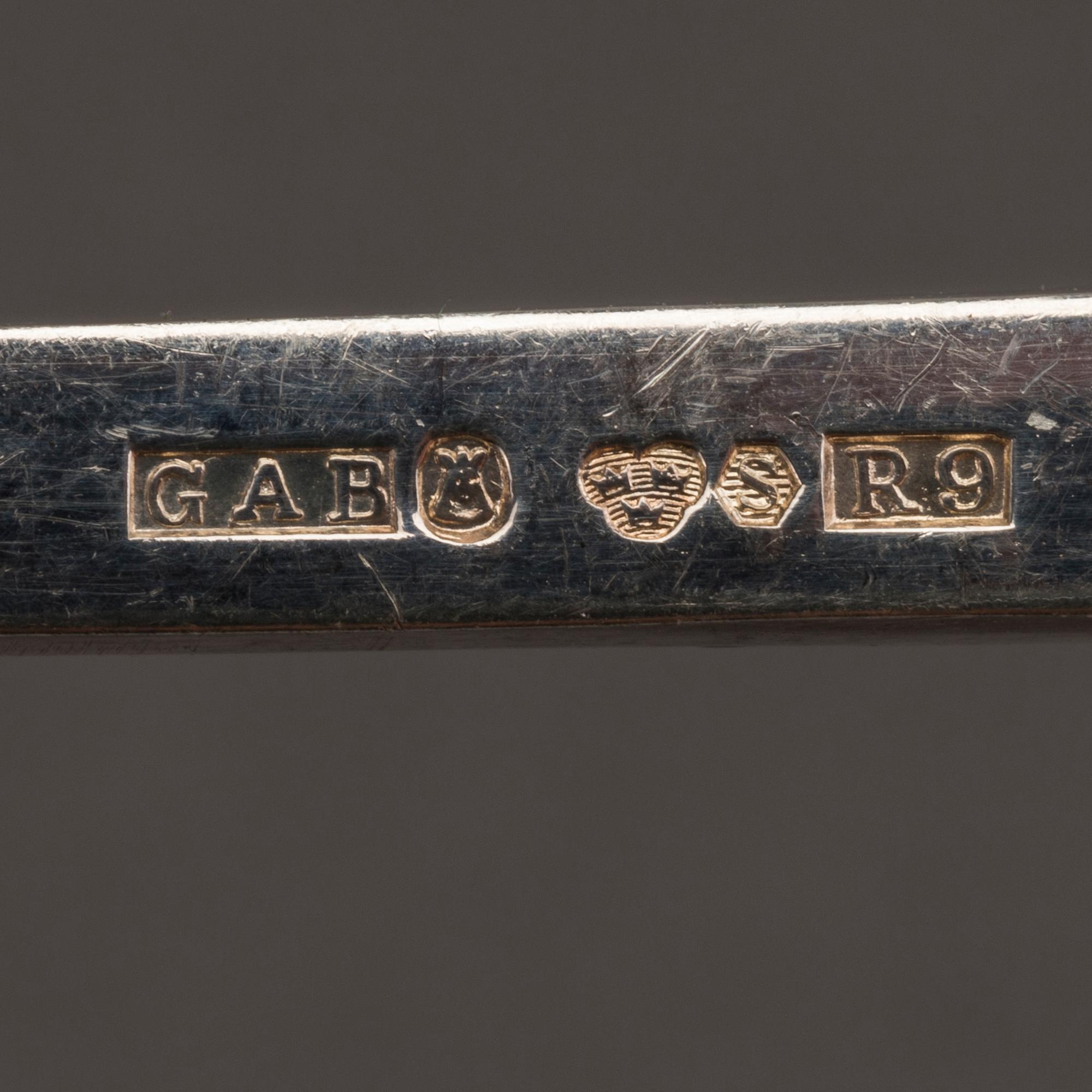 A Swedish 20th century set of 72 pcs of silver cutlery mark of GAB Stockholm 1960's total weight ca 3799 gr.