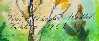 VIIVI VON SCHROWE-KALLIO, akvarell, signerad och daterad Vihti 1951.