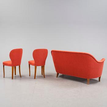 SOFFA samt STOLAR, 1+2, Carl Malmsten, 1900-talets andra hälft.