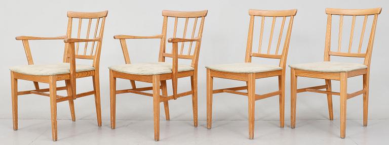 KARMSTOLAR samt STOLAR, 2+2, Carl Malmsten.