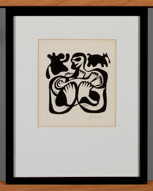 OKÄND KONSTNÄR, linotryck, signerad och daterad 1969.