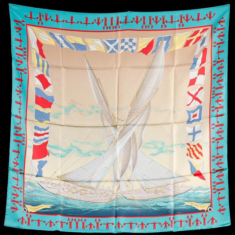 SCARF, siden, En Course", design Yannick Manier, Hermès, Paris, 1900-talets fjärde kvartal.