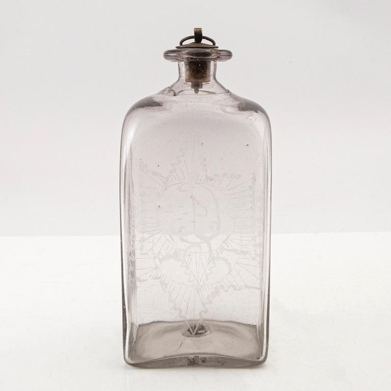 A Swedish glass flask, Limmareds glass manufactory, late 18th century/early 19th century.