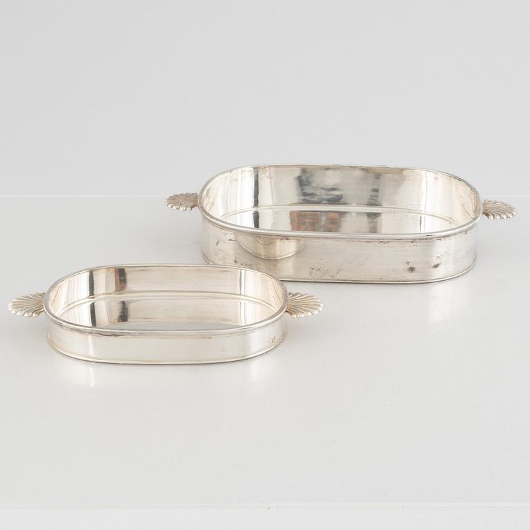 C.G. Råström, gratängformar, 2 st, nysilver, 1900-talets mitt.