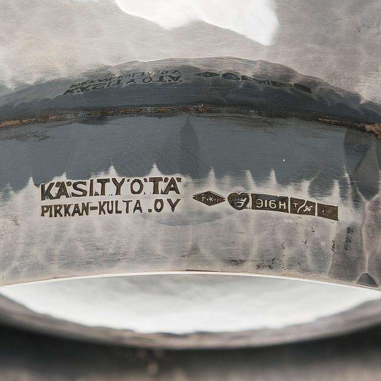 Skål, silver och cabochonslipade kvartser, Pirkan-Kulta Tammerfors 1962.