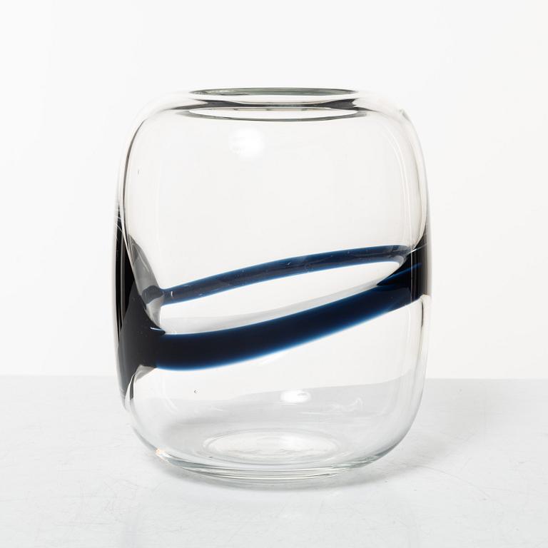 Timo Sarpaneva, a 'blues' glass vase, Finland, signed.