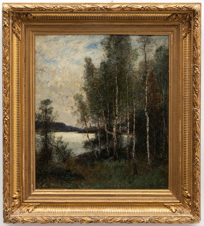 Oscar Törnå, River Landscape with Birches.