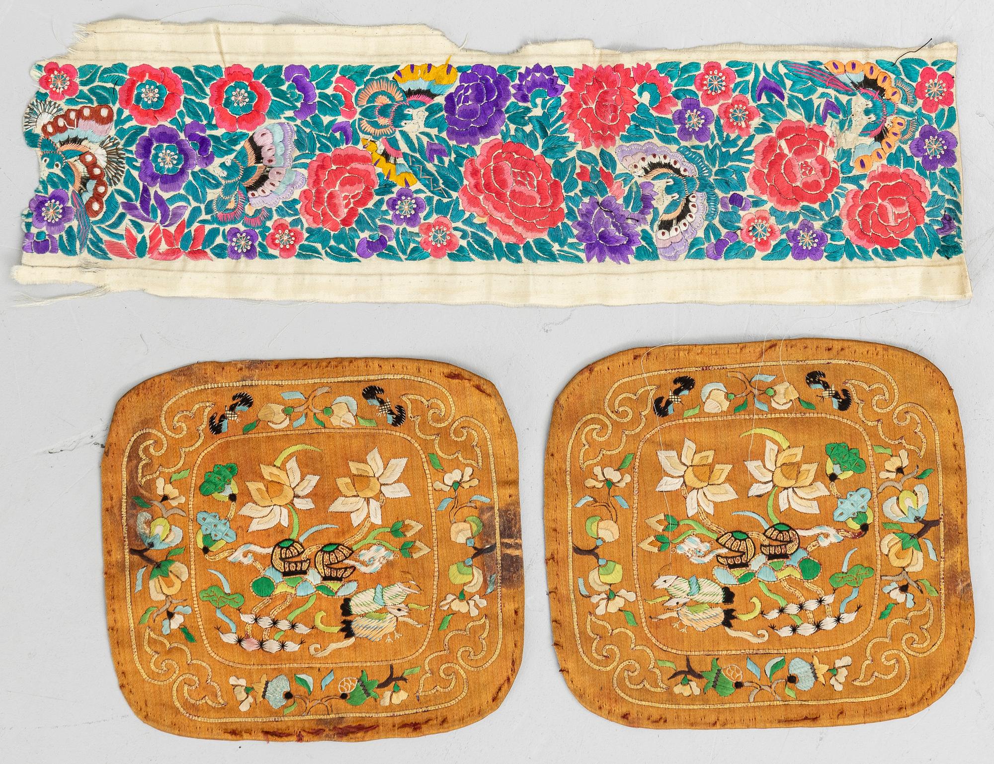 A group lot of Chinese textiles, late Qing dynasty/early 20th century.