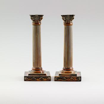 LJUSSTAKAR, 1 par, majolika, Gustafsberg år 1900.