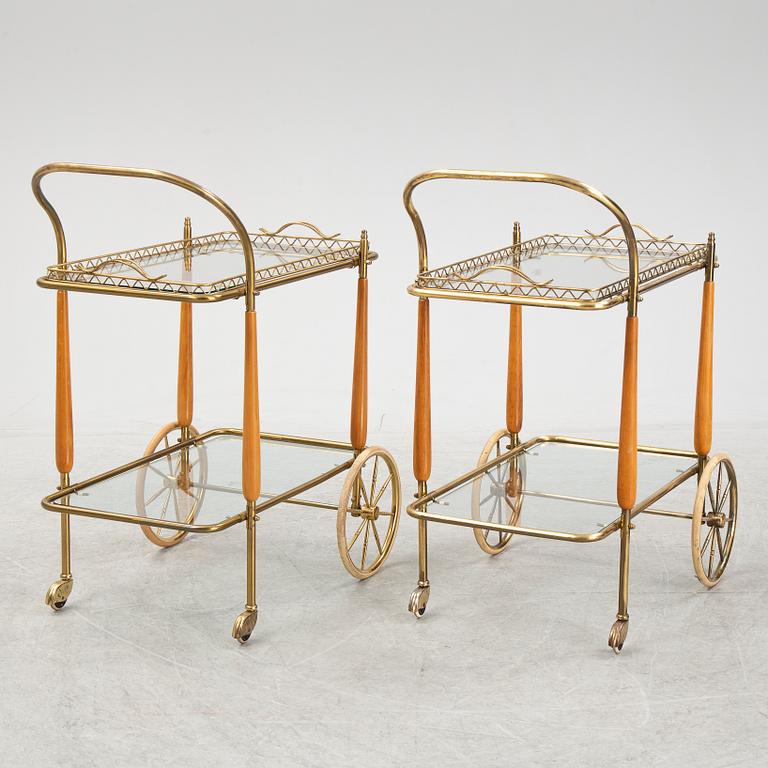 A pair of tea trolleys, mid 20th Century.