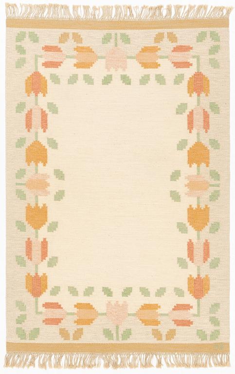 Anne Marie Boberg, a flat weave carpet, signed AB, ca 224 x 165 cm.
