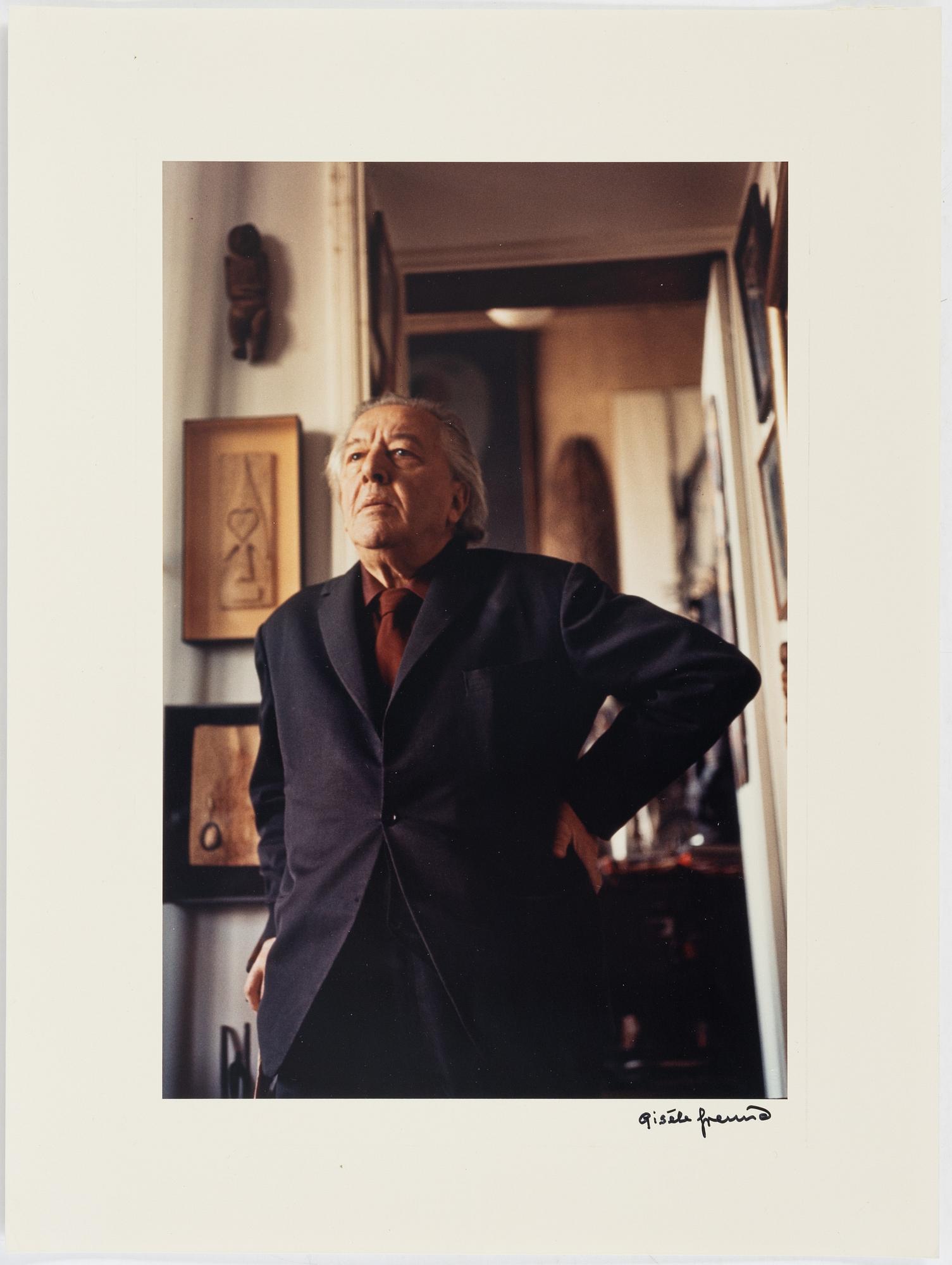 Gisèle Freund, photograph of André Breton signed and stamped.