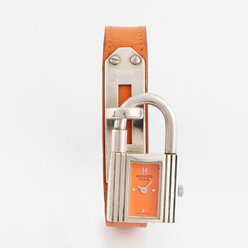 Hermès, Kelly Lock, "Silver Case", armbandsur, 20 x 20 (37,5) mm.