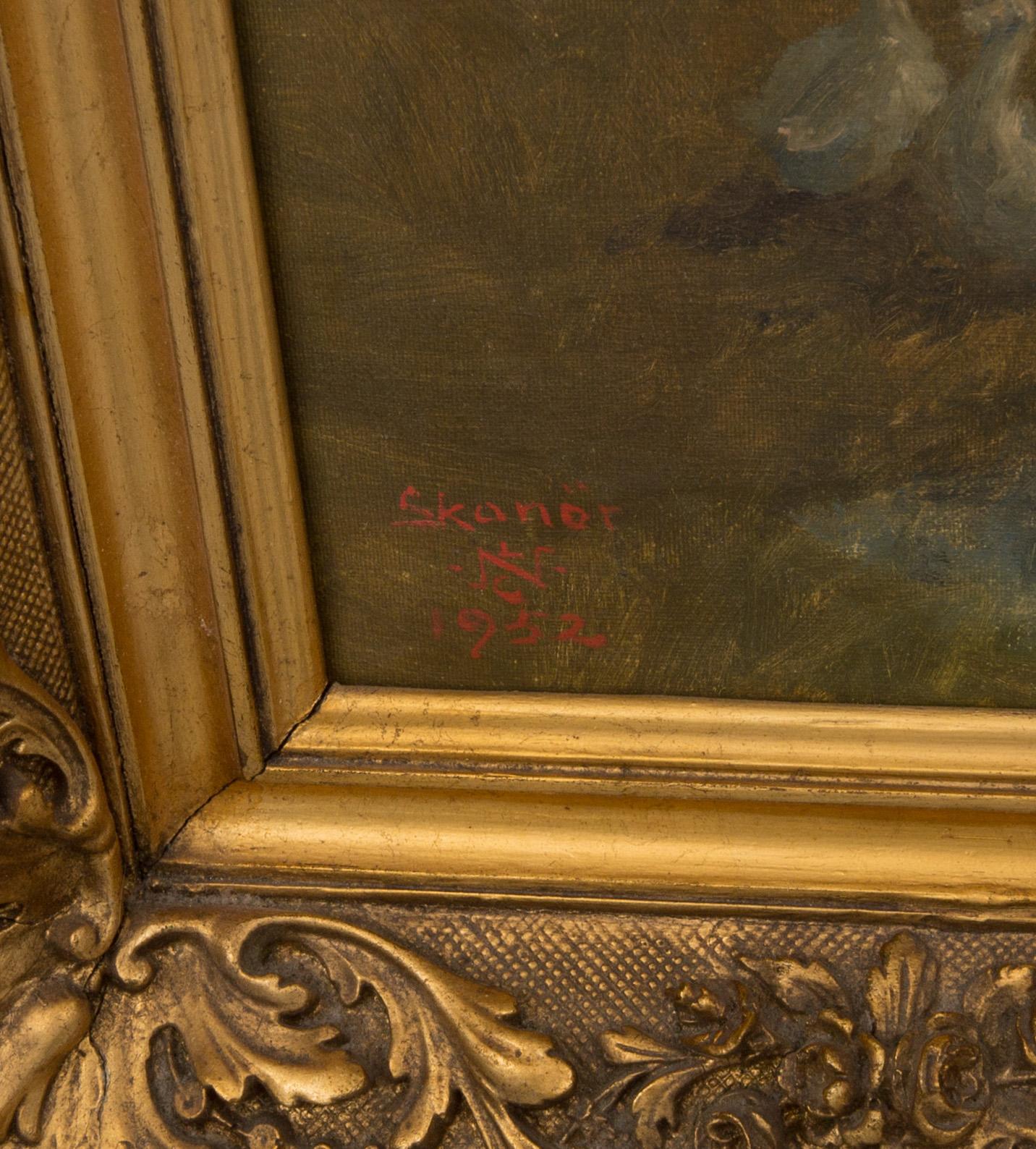 OKÄND KONSTNÄR, olja på duk.  Monogramsignerad samt daterad Skanör 1952.