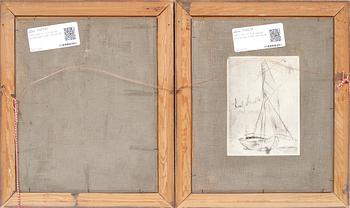 AXEL KULLE, 2 st, olja på pannå, sign o dat- 94 och 95.