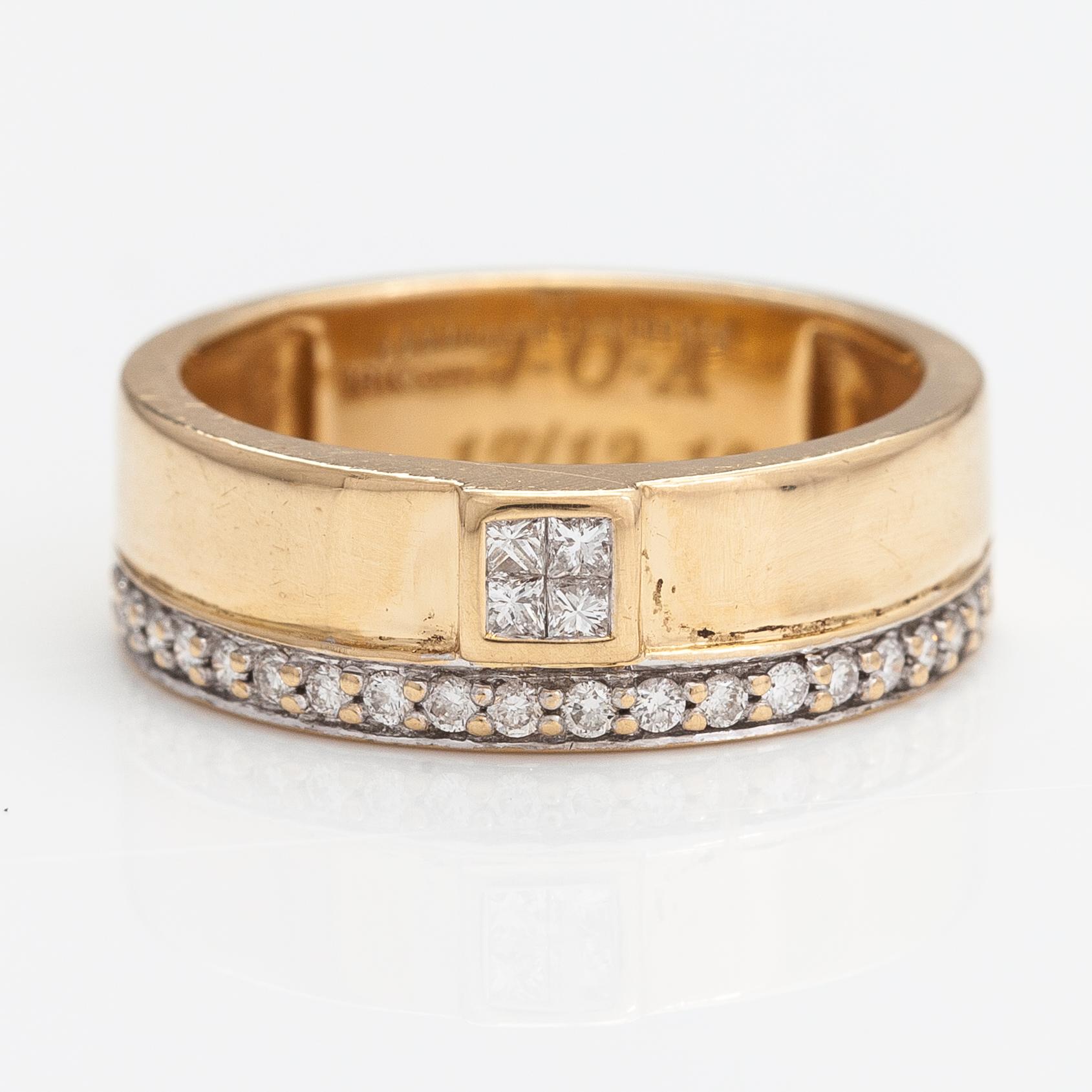 Sormus, 18K kultaa, timantteja n. 0.32 ct yht.