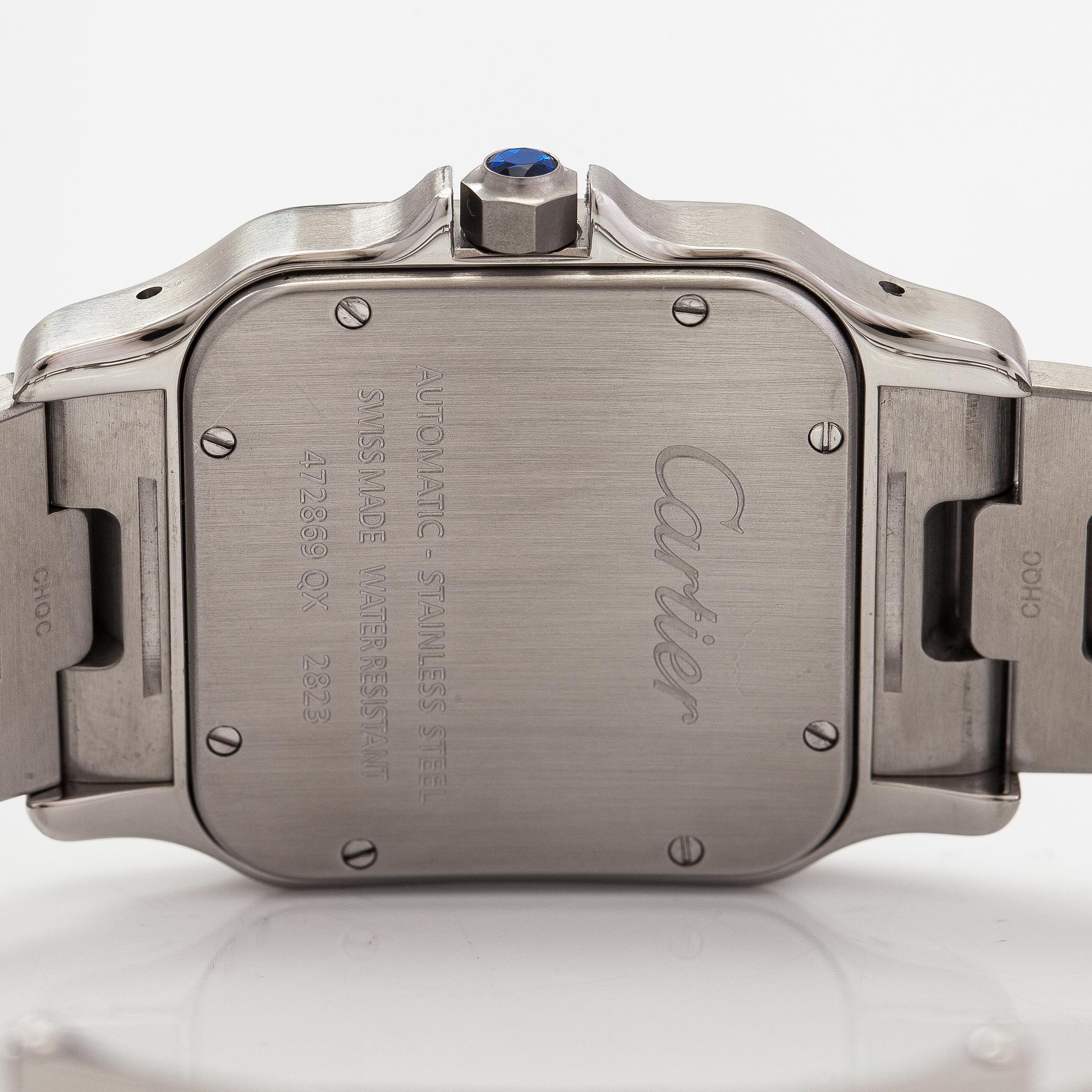 Cartier, Santos, rannekello, 32 x 32 mm.