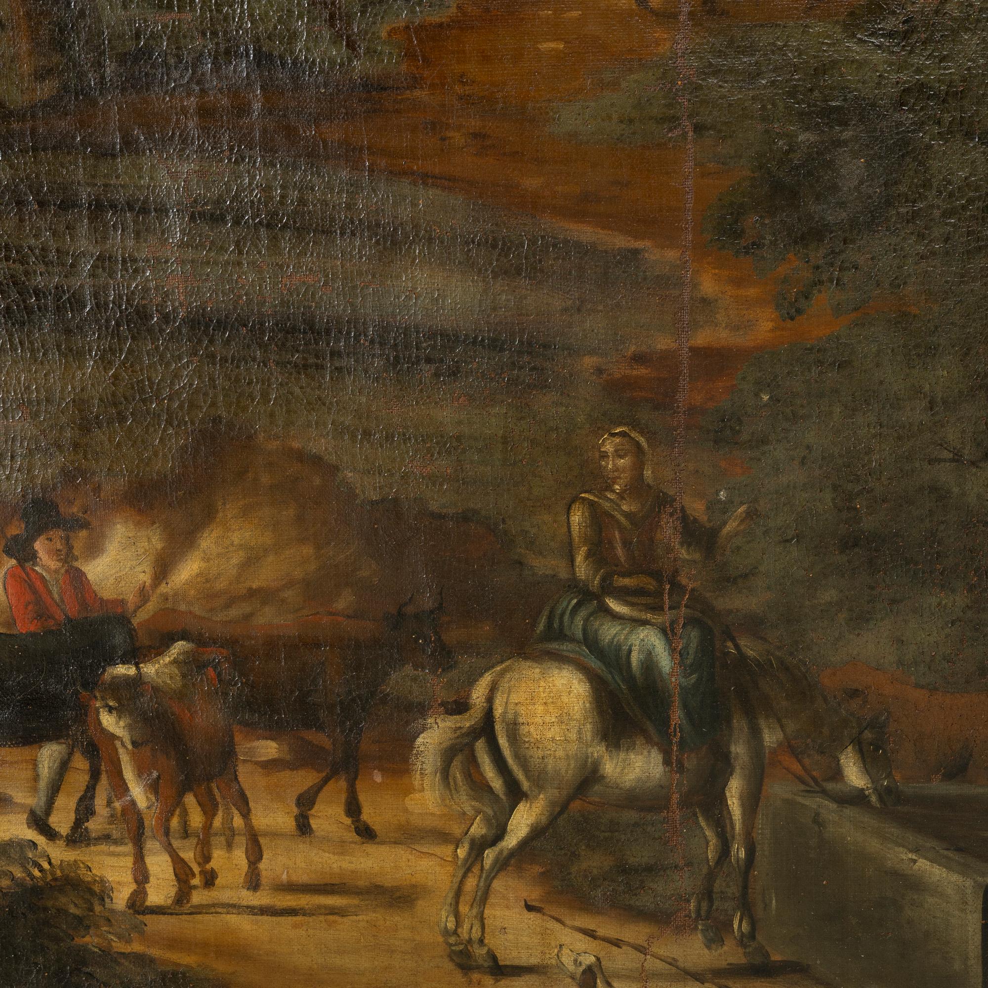 Unknown artist, 18th century, Landscape with a wandering figure outside the city.