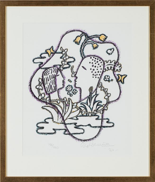 Sigvard Bernadotte, färglitografi, 1982, signerad 138/360.