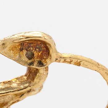 Brosch, 16,5K guld med rubin, smaragder och diamanter.