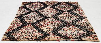 Sängtäcke,  s.k. sluns i trasväv, ca 180 x 127 cm, Hälsingland, 1800-tal.