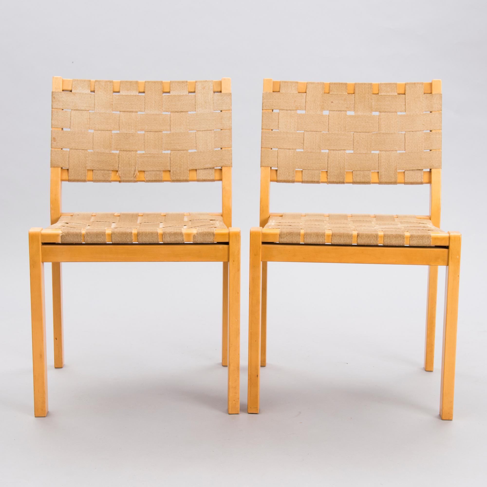 AINO AALTO, stolar, 4 st, modell 615, Artek, 1900-talets mitt.