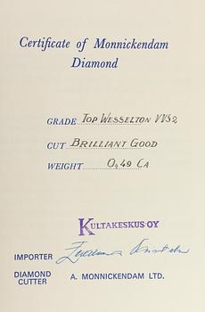 DIAMANT, briljantslipad 0,49 ct D-E (River) / VVS2.