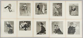 Helene Schjerfbeck, Kansio, jossa 42 reproduktiota, numeroimaton, Nordisk Rotogravyr, Stockholm, 1945.