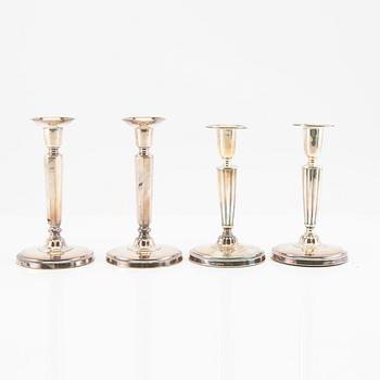 Candelabra two pairs, silver GAB and CG Hallberg Stockholm 1967 and 1956.