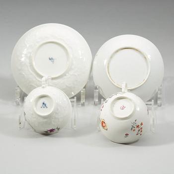 A group of 18th Century cups and saucers.