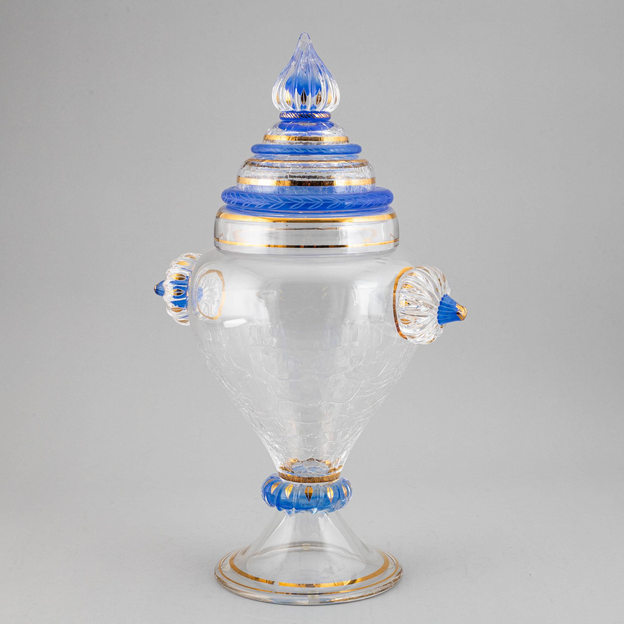 MONICA BACKSTRÖM, lockpokal, glas, signerad, Kosta Boda.