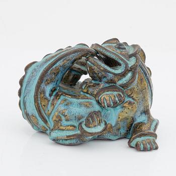 Wilhelm Kåge, a 'Farsta' stoneware sculpture of a dragon puppy, Gustavsberg studio, Sweden 1950s.