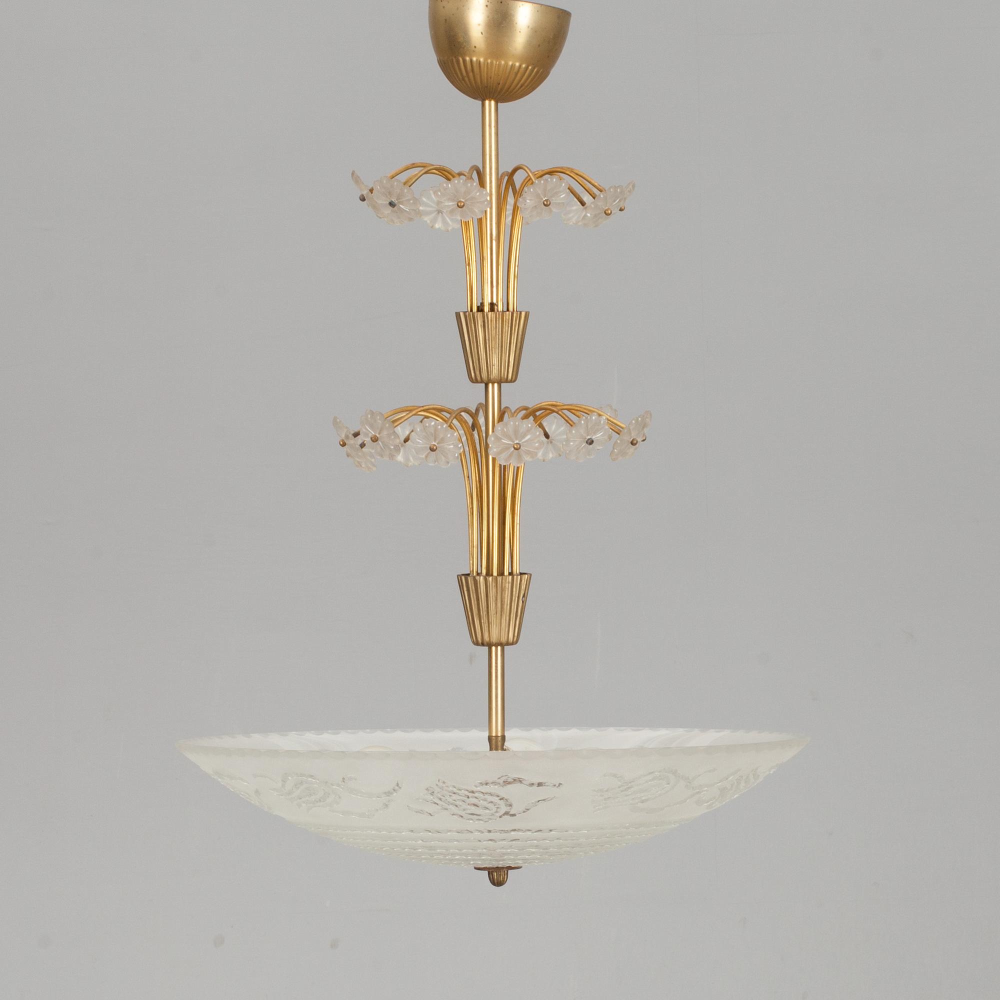 TAKLAMPA, troligen Orrefors, 1900-talets mitt.