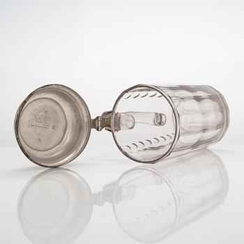 An early 19th-century glass and silver tankard, Copenhagen, Denmark 1809.