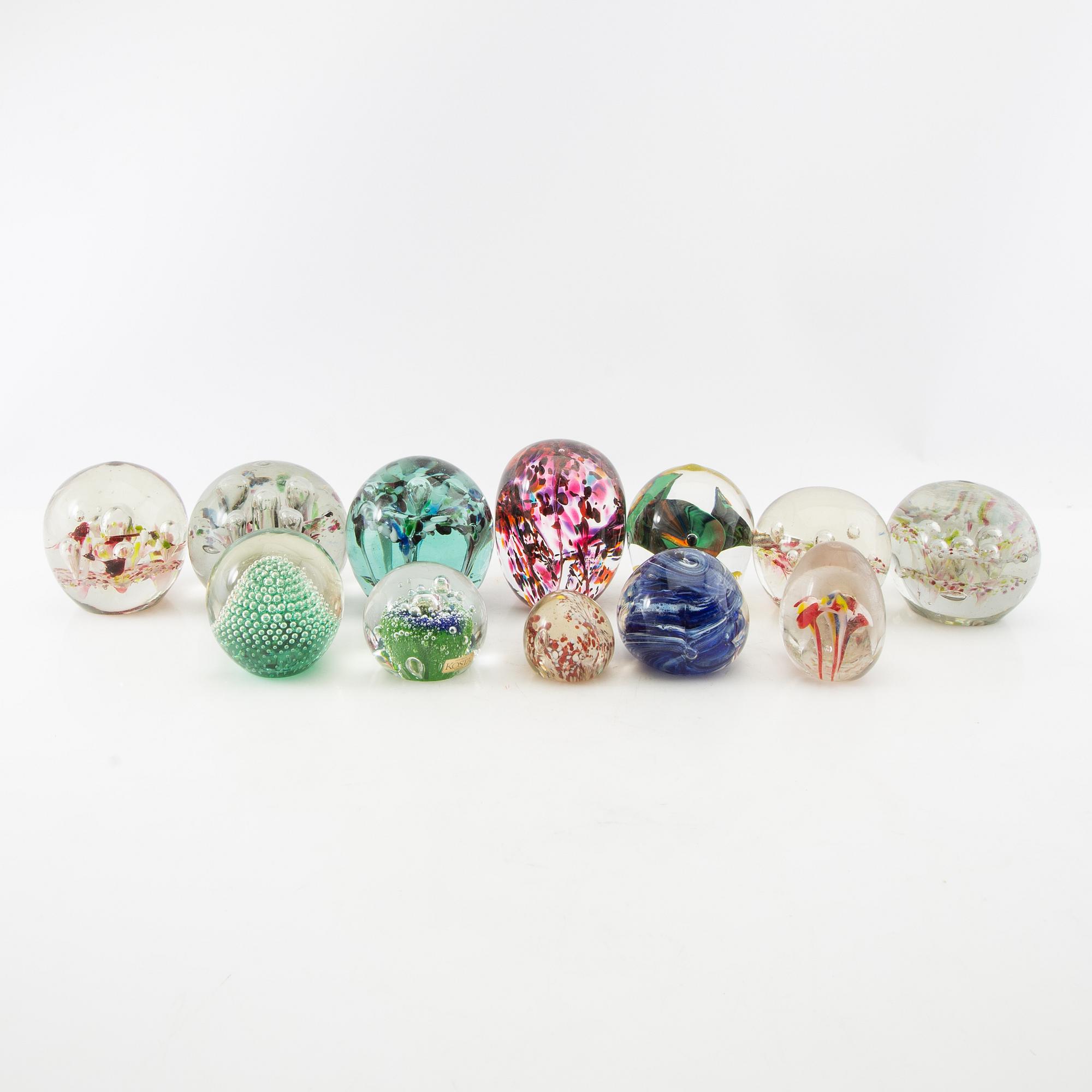 Letter weights 12 pcs glass 20th century.