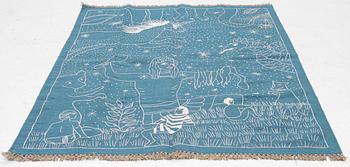 A hand-embroidered Kelim rug, c. 198 x 147 cm.