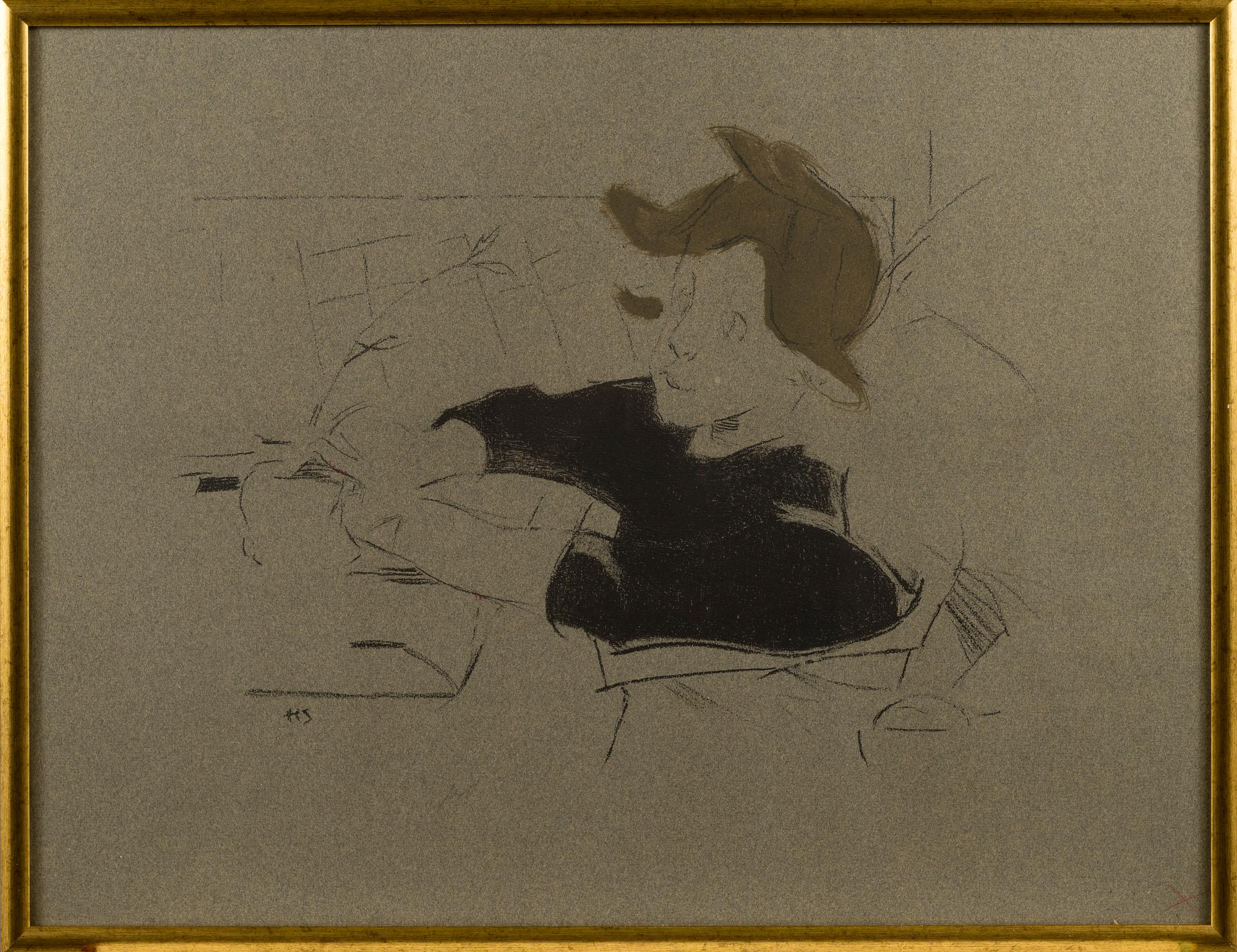 HELENE SCHJERFBECK, litograph, signed in the print, stamped Gösta Stenman a tergo.