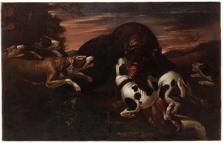 Frans Snyders, follower of, Bear hunting with dogs.