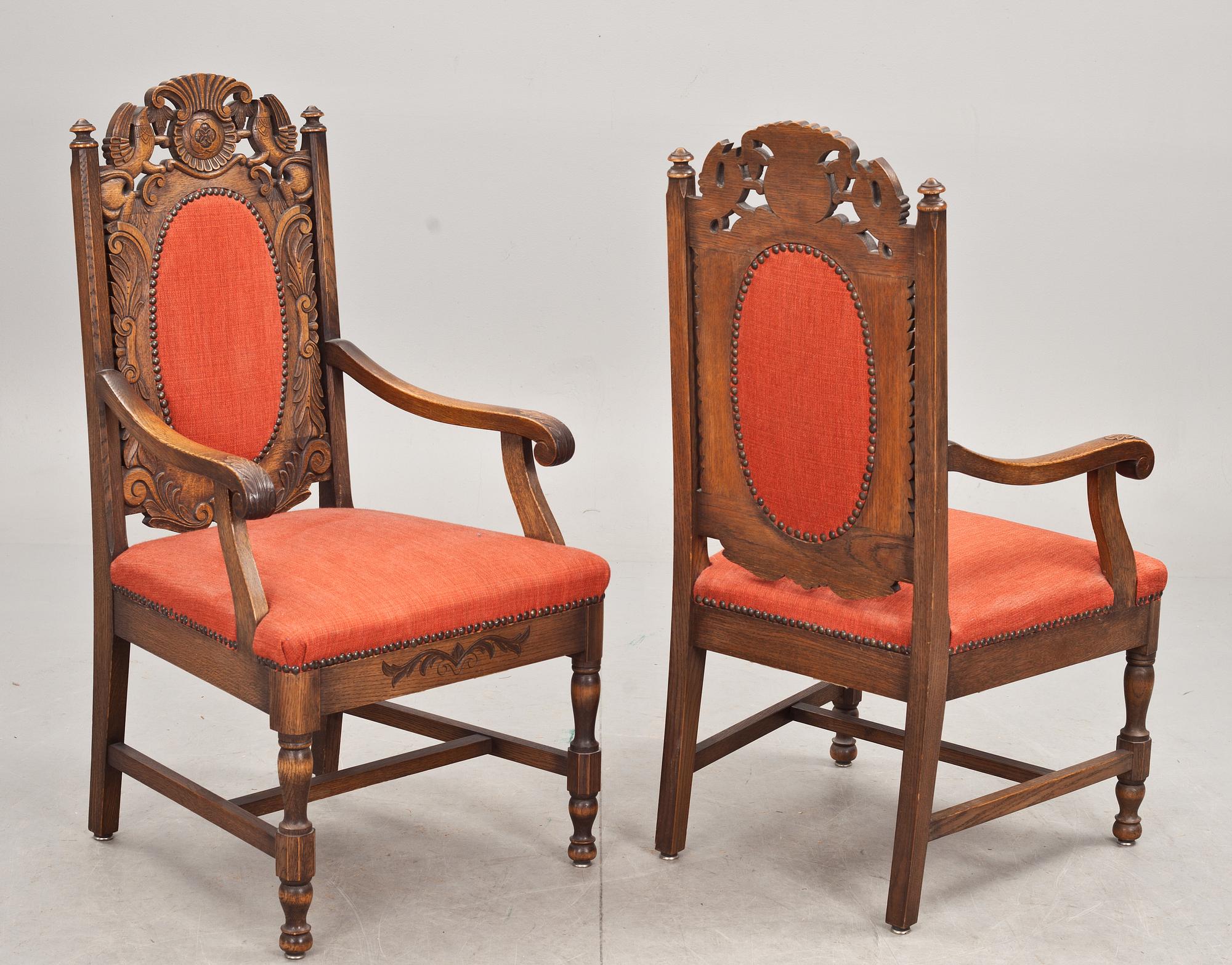 KARMSTOLAR, ett par, barockstil, 1900-talets första hälft.