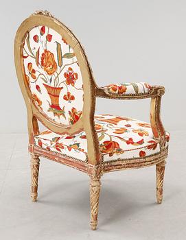 KARMSTOL, Louis XVI-stil, omkring 1900.