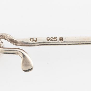 Vivianna Torun Bülow-Hübe, Earrings, Georg Jensen, silver with black stone.