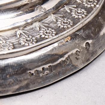 LJUSSTAKAR, ett par, silver, empire, Stockholm 1830.