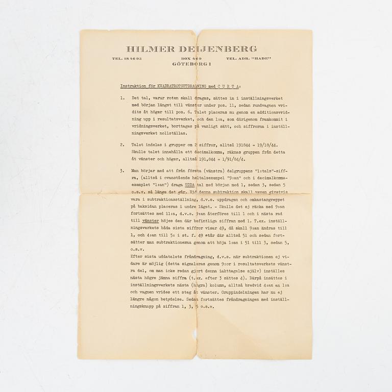 A Curta Type I mechanical calculator.