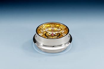 689. An Eric Löfman partly gilt sterling wall-clock with facet cut rock crystals, Uppsala 1979, nr 10/10.