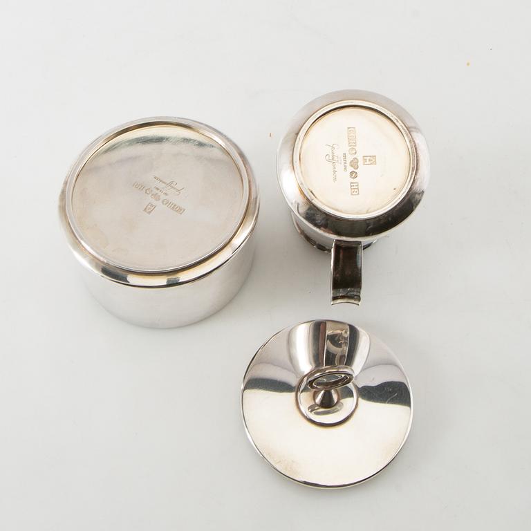 Gustaf Janson, kaffeservis, 3 delar, sterlingsilver, CG Hallberg, Stockholm, 1958.