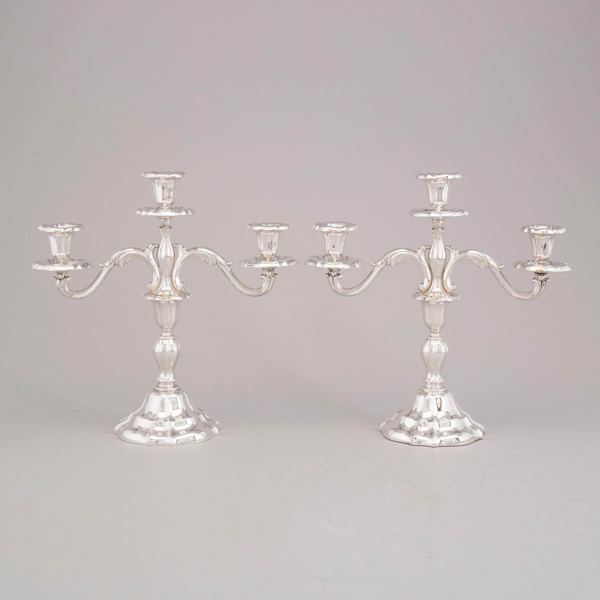 A Pair of silver candelabras by JG Hentzell 1931.
