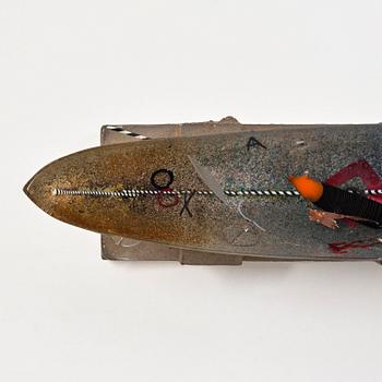 Bertil Vallien, a unique sand cast glass sculpture of a boat, Kosta Boda.