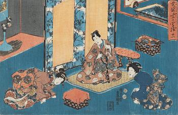 Utagawa Kunisada, woodblock print in coloirs, Japan, ca. 1851.