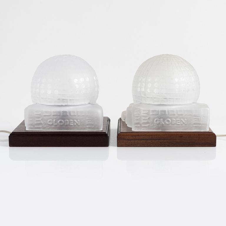 A pair of 'Globen' glass table lamps, Lindshammar, 1989.